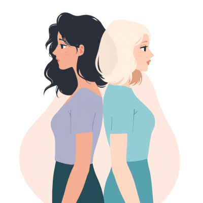 back to back women illustrating dignified parting